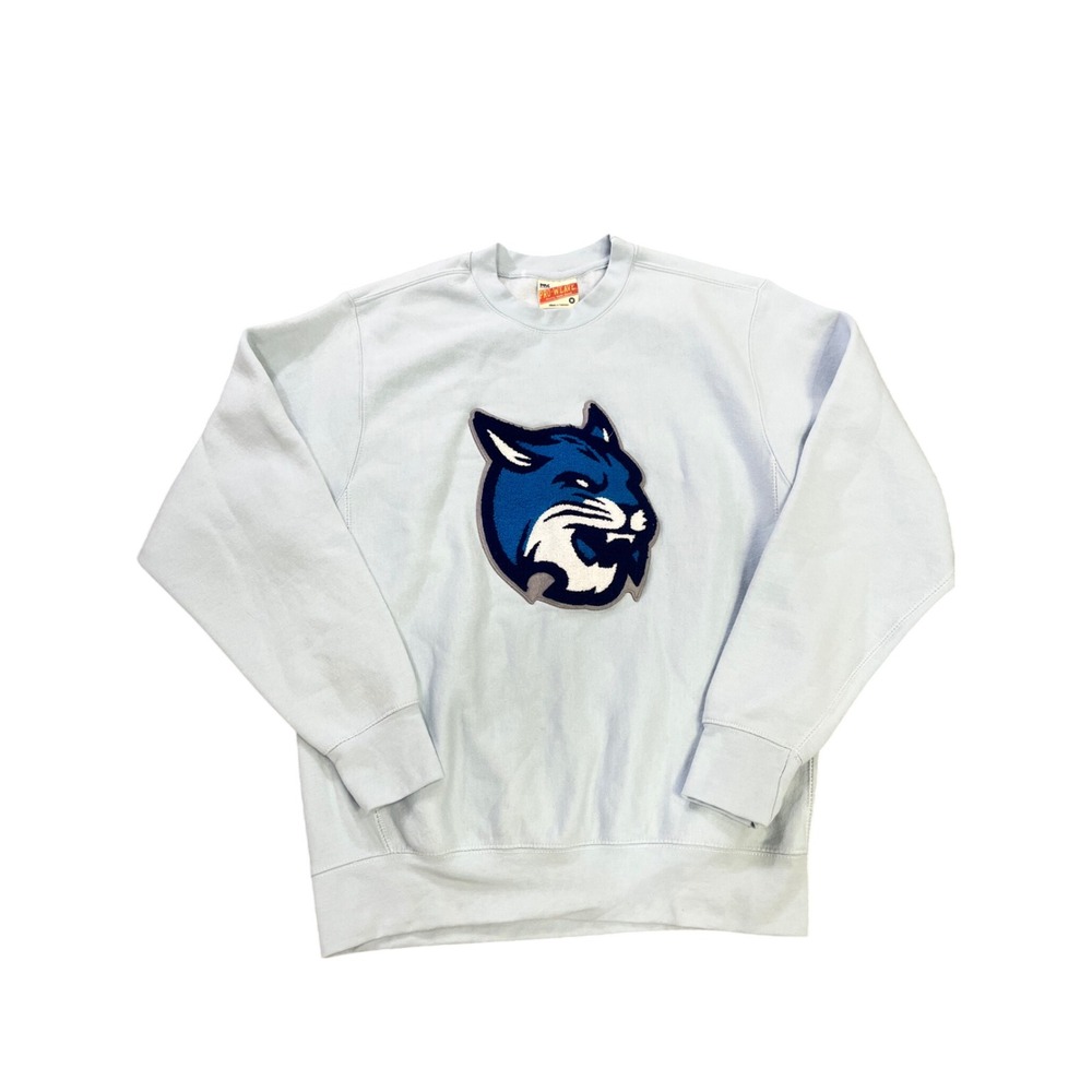 MV Sport Pro-Weave Crewneck Sweatshirt Medium Light Blue Wildcat Chenille Patch - Picture 2 of 11